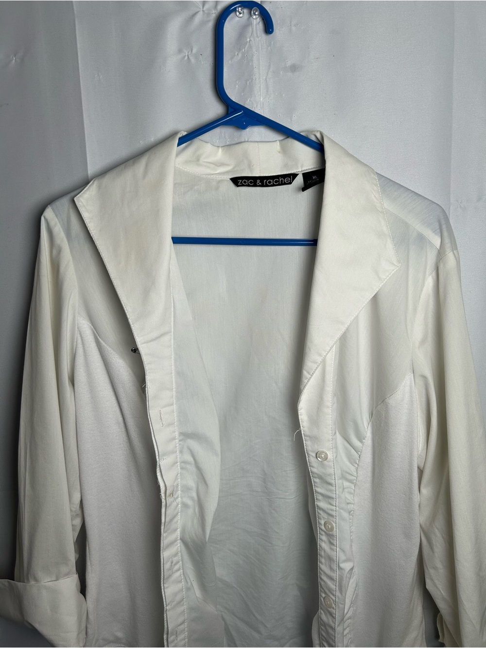 Zac & Rachel Cream Ruffled Front Blouse - Picture 9 of 13
